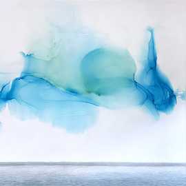 Air (The Voyage) by Bryan Leister | 48 inches  X 85 inches  | ink and oil paint on aluminum