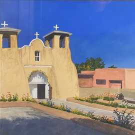 Rancho de Taos by Bryan Leister | 11 inches  X 14 inches  | casein on paper