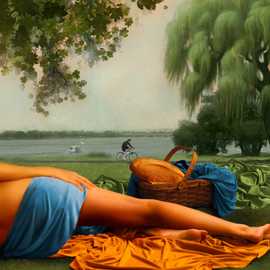 Odalisque by Bryan Leister | 20 inches  X 42 inches  | encaustic on pigment print