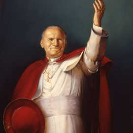Pope John Paul II by Bryan Leister | 16 inches  X 24 inches  | oil on board