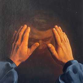 Hands that shape our Souls cover by Bryan Leister | 12 inches  X 16 inches  | oil on board