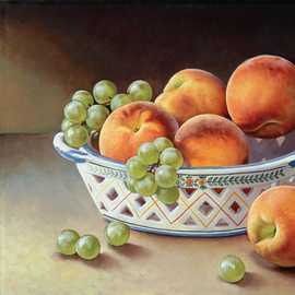 Still life with Peaches by Bryan Leister | 16 inches  X 12 inches  | oil on board