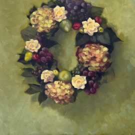 Wreath by Bryan Leister | 16 inches  X 29 inches  | oil on board