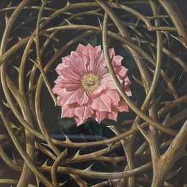 A Rose Amongst Thorns by Bryan Leister | 6 inches  X 6 inches  | oil on board