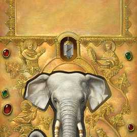 His Majestys Elephant by Bryan Leister | 7 inches  X 11 inches  | oil on board