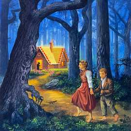 Hansel and Gretel by Bryan Leister | 11 inches  X 16 inches  | oil on board