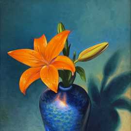 Daylilies by Bryan Leister | 10 inches  X 14 inches  | oil on wood