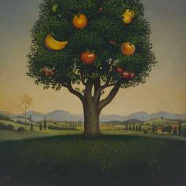 Fruity Tree by Bryan Leister | 10 inches  X 12 inches  | oil on board