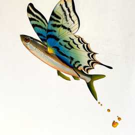 Flying Fish by Bryan Leister | 8 inches  X 10 inches  | oil on board