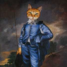 Blue Boy Tabby by Bryan Leister | 20 inches  X 32 inches  | oil on canvas
