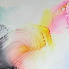 Flow by Bryan Leister | oil and ink on aluminum | 30 inches  X 40 inches 