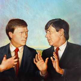 Gephardt and Kemp by Bryan Leister | 15 inches  X 14 inches  | oil on board